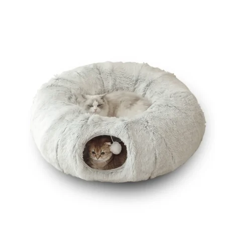 2-in-1 Round Cat Bed Tunnel House